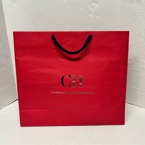 Carolina herrera empty large red shopping bag gift bag designer packaging decor